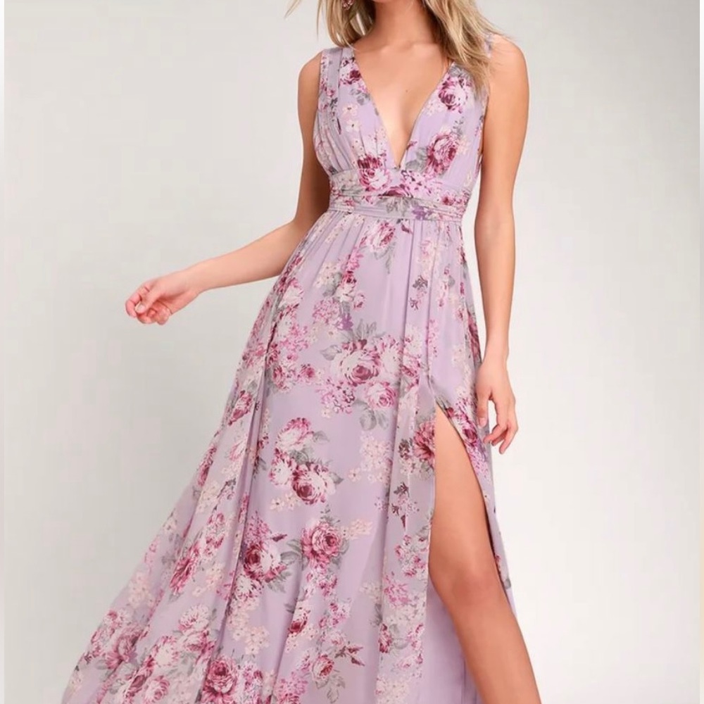 Lulus BRAND NEW Garden Meandering Lavender Floral Print Maxi Dress Size Medium